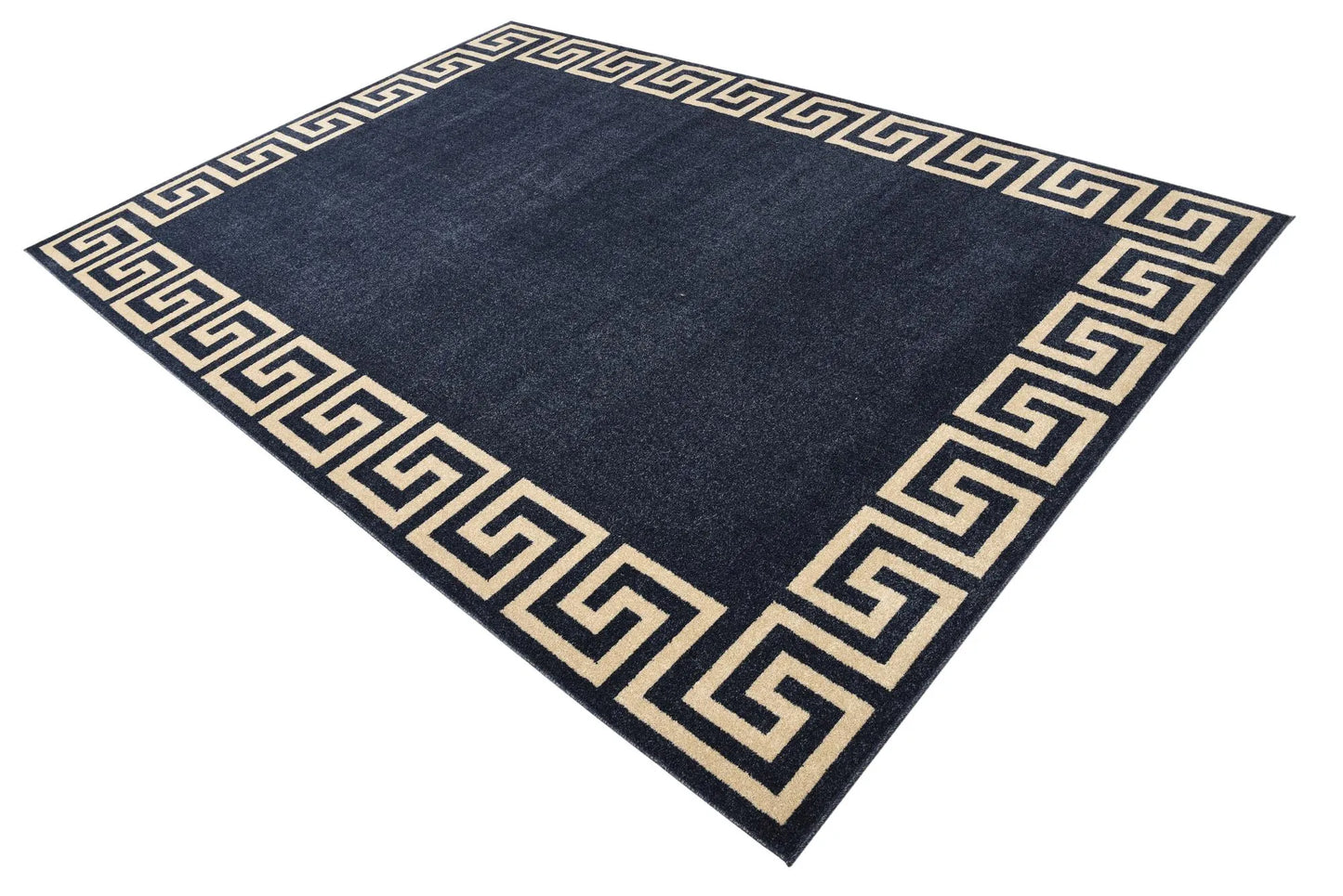 Navy and Ivory Boarder Rug 6 x 8