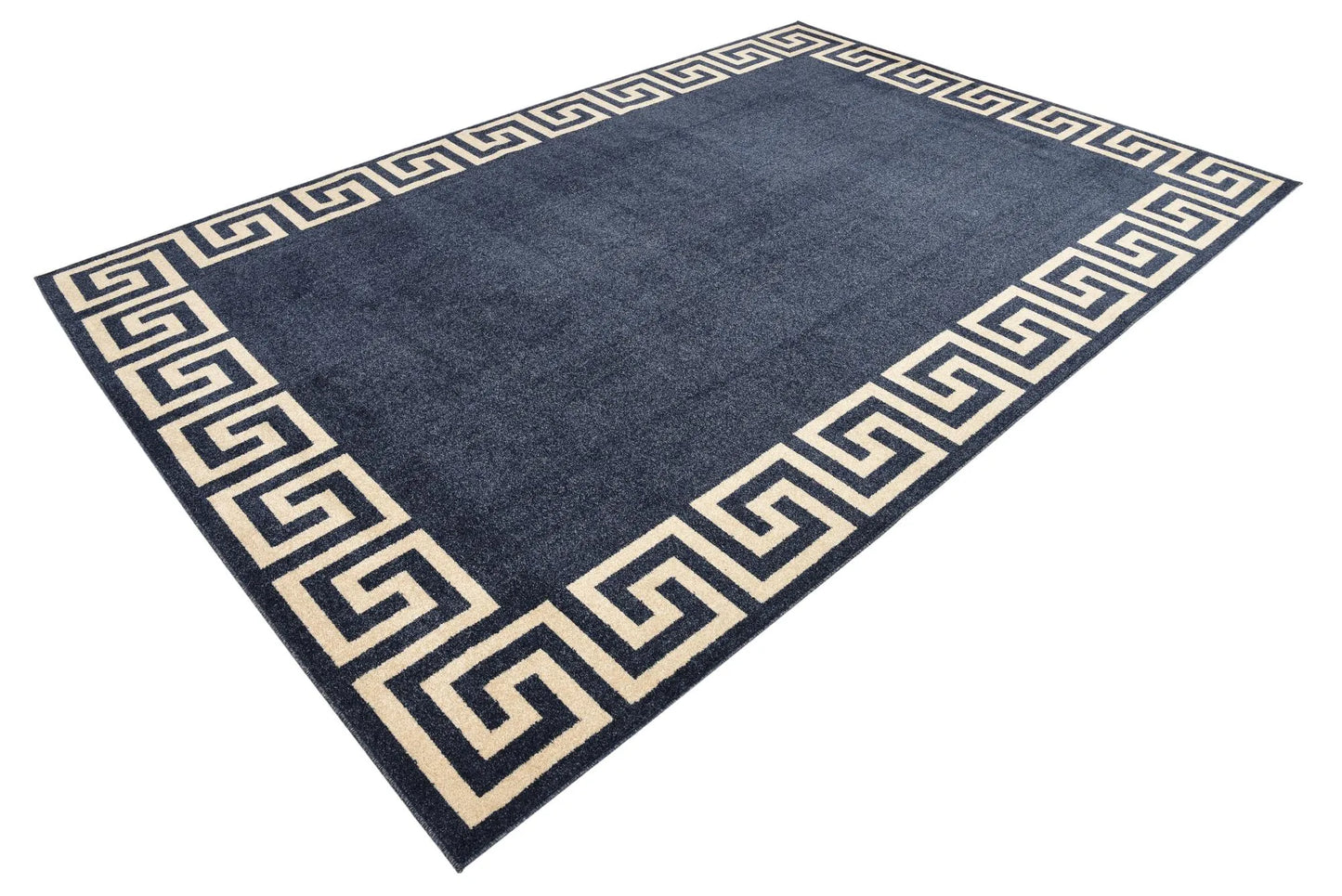 Navy and Ivory Boarder Rug 6 x 8