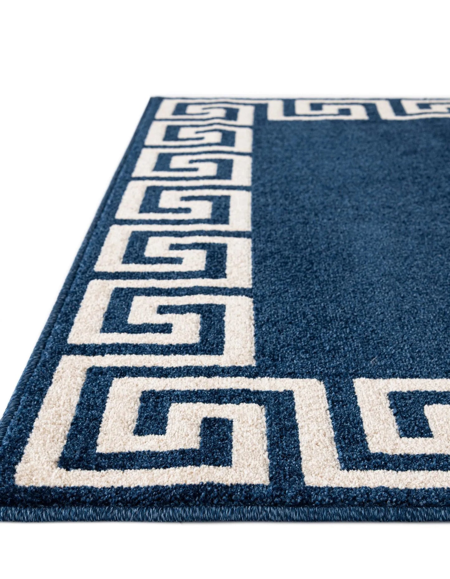 Navy and Ivory Boarder Rug 6 x 8