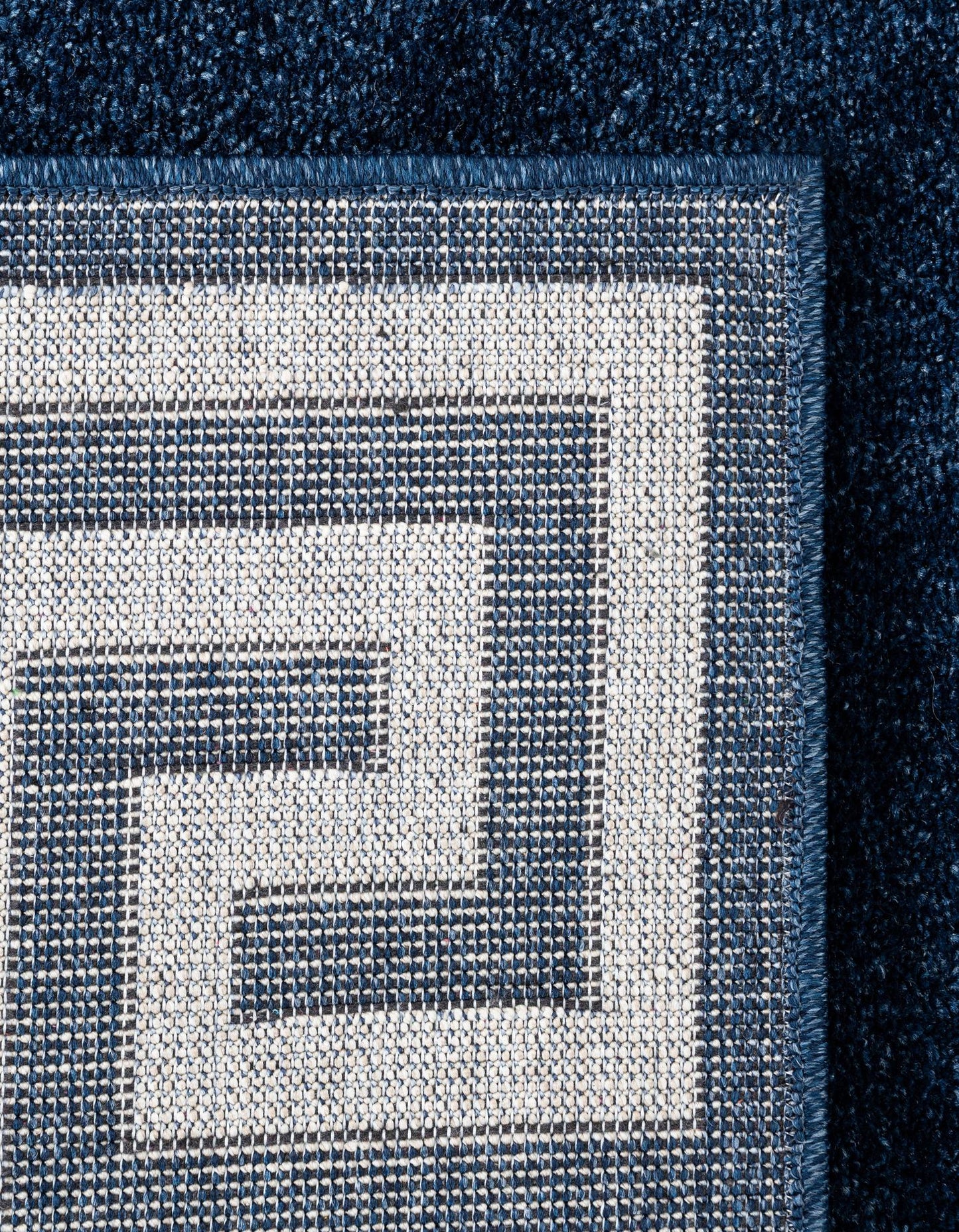 Navy and Ivory Boarder Rug 6 x 8