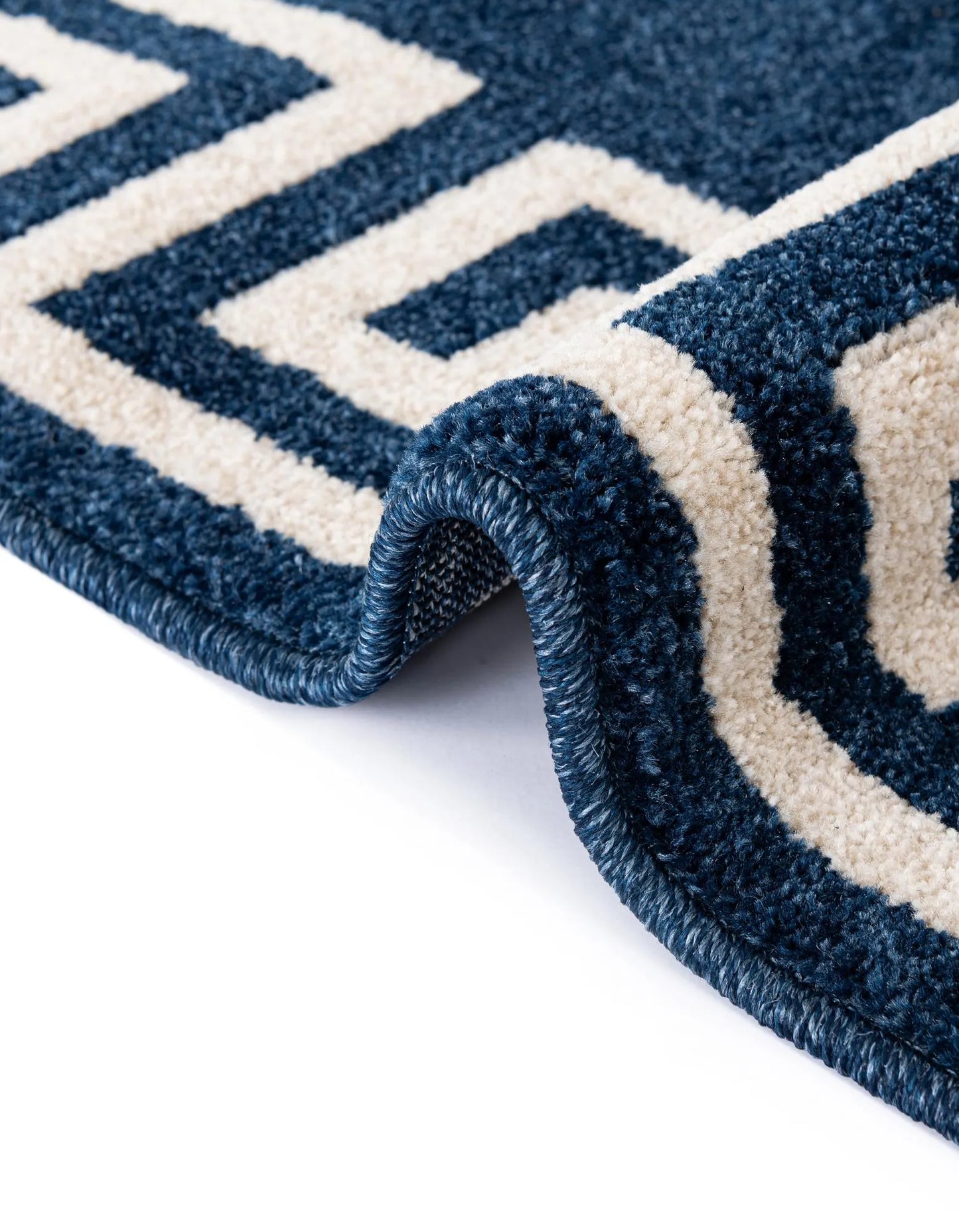 Navy and Ivory Boarder Rug 6 x 8
