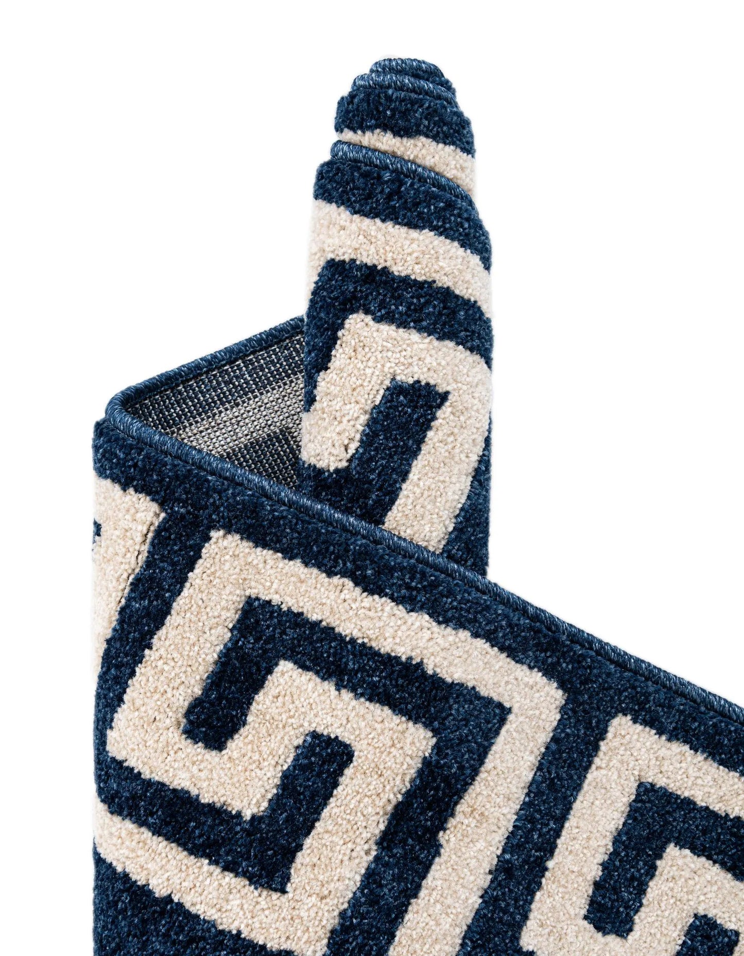Navy and Ivory Boarder Rug 6 x 8