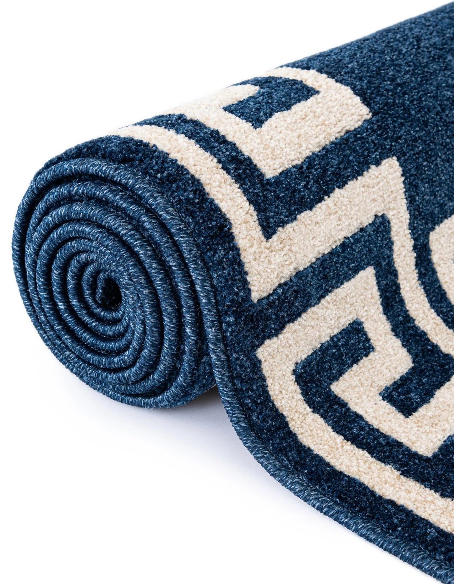Navy and Ivory Boarder Rug 6 x 8