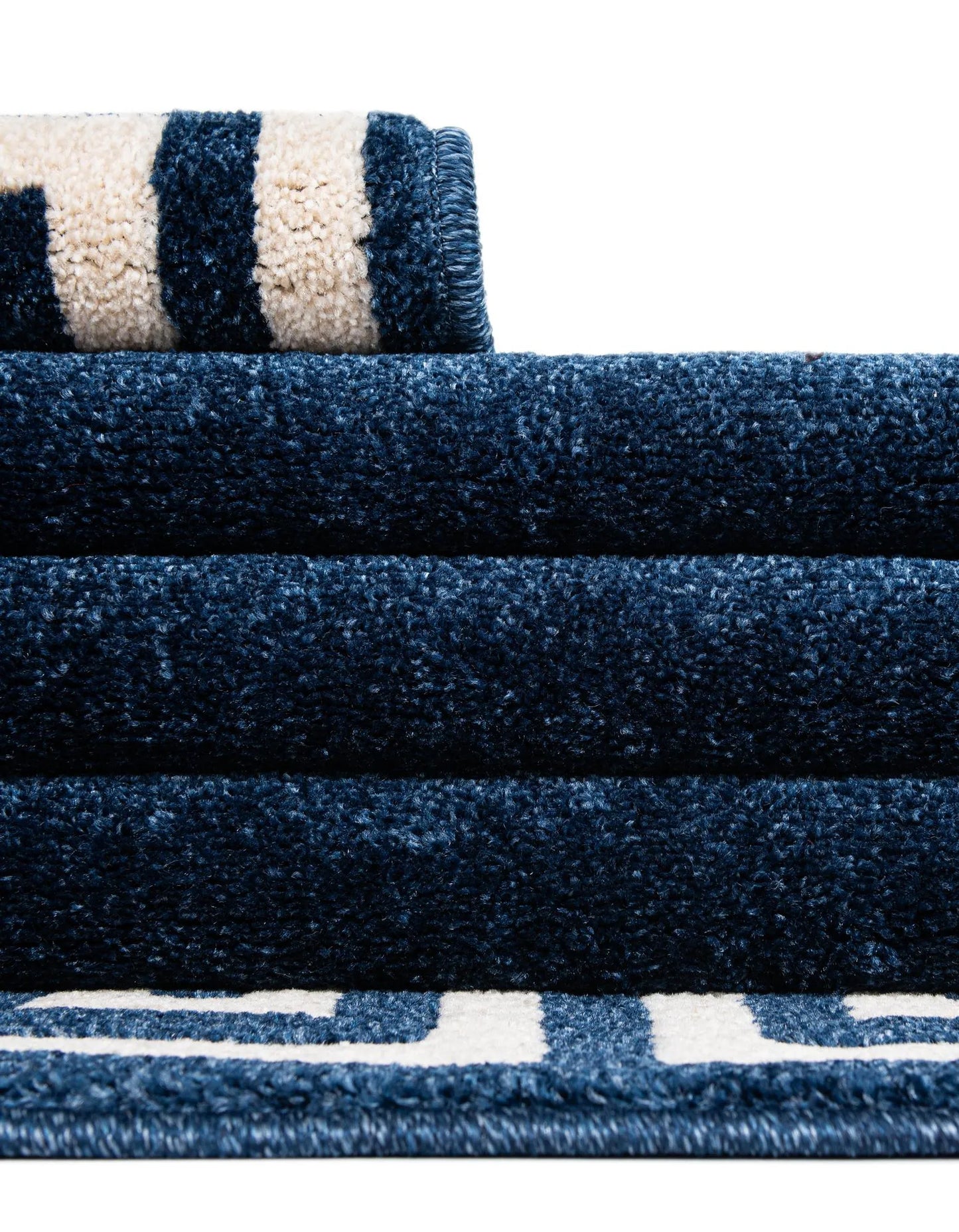 Navy and Ivory Boarder Rug 6 x 8