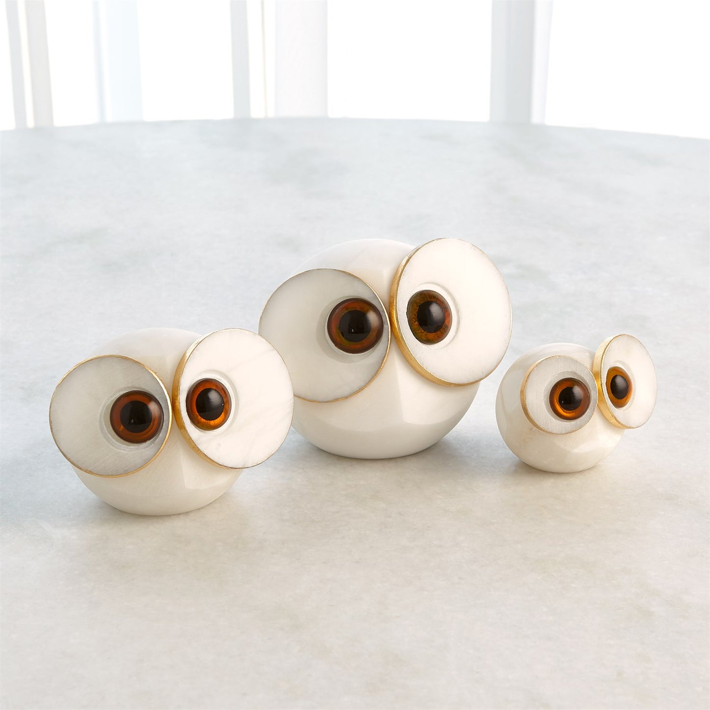 Alabaster Big Eyed Owl-Lg