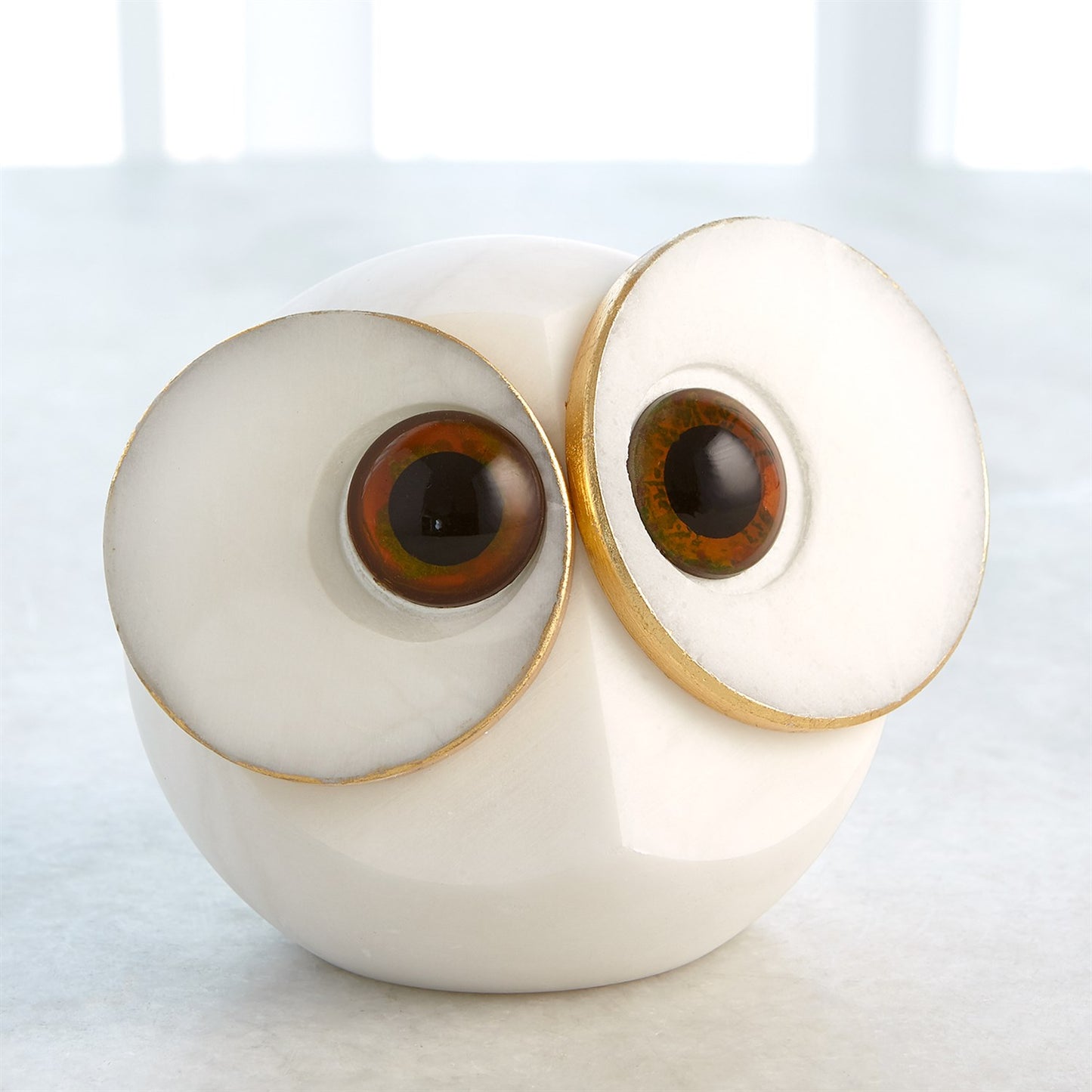 Alabaster Big Eyed Owl-Lg