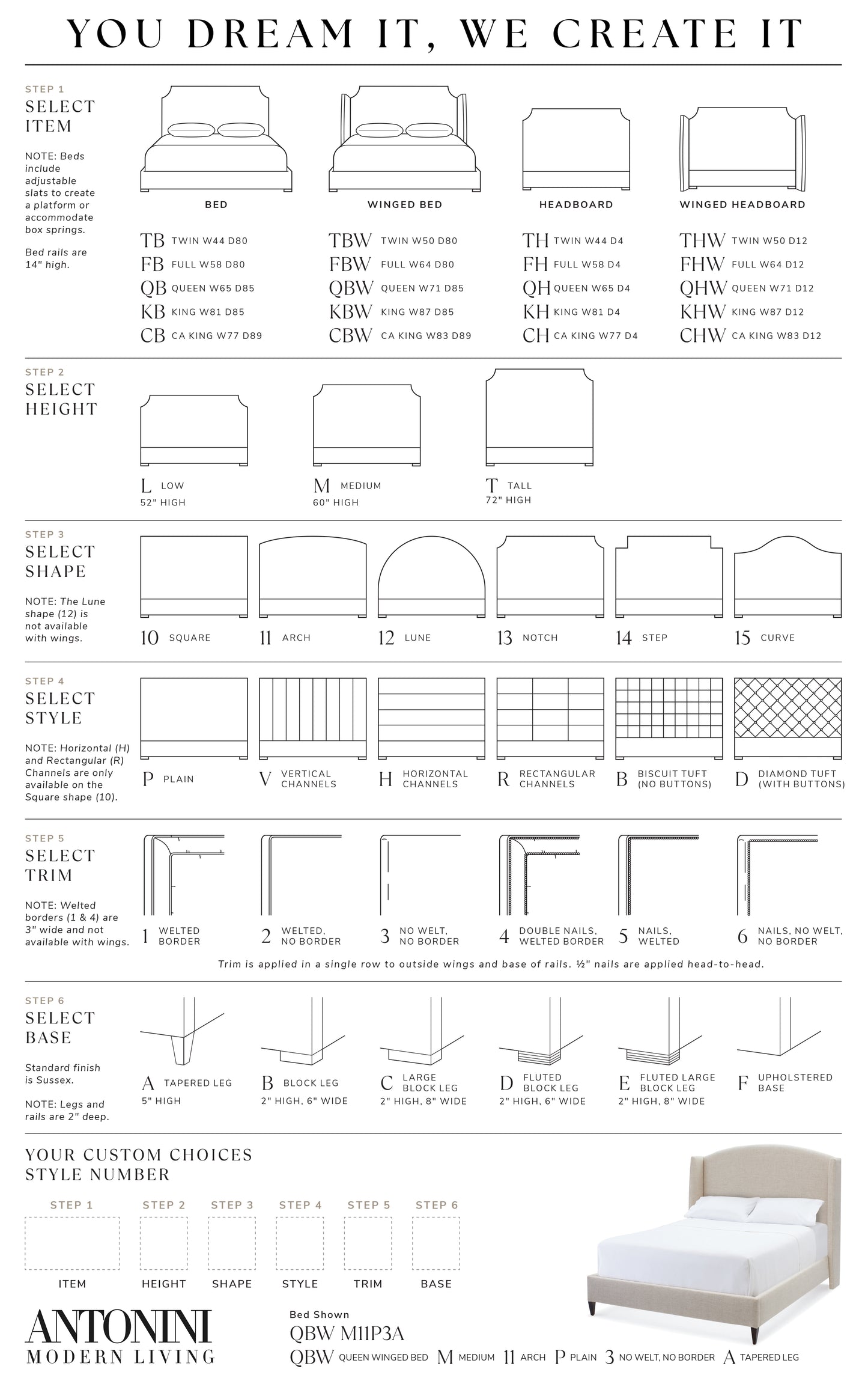 Antonini Modern Custom Bed in Boca Raton, Florida