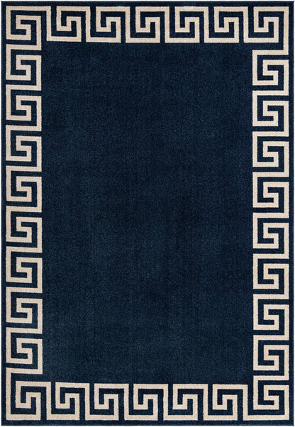 Navy and Ivory Boarder Rug 6 x 8