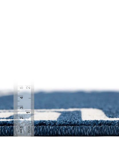 Navy and Ivory Boarder Rug 6 x 8
