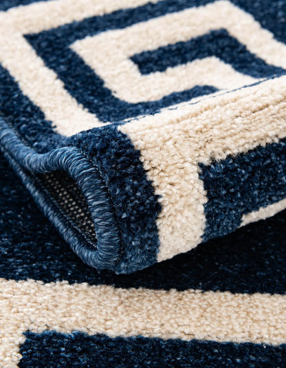 Navy and Ivory Boarder Rug 6 x 8