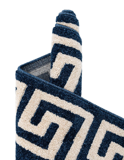 Navy and Ivory Boarder Rug 6 x 8