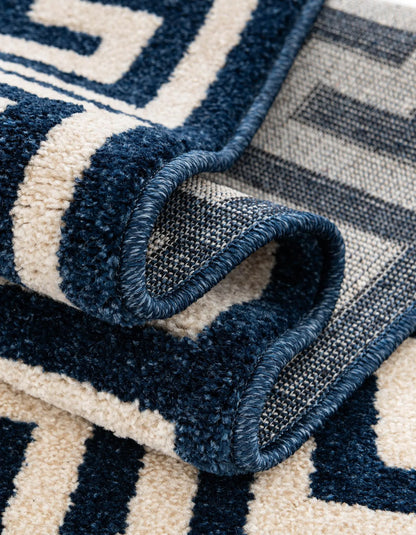 Navy and Ivory Boarder Rug 6 x 8