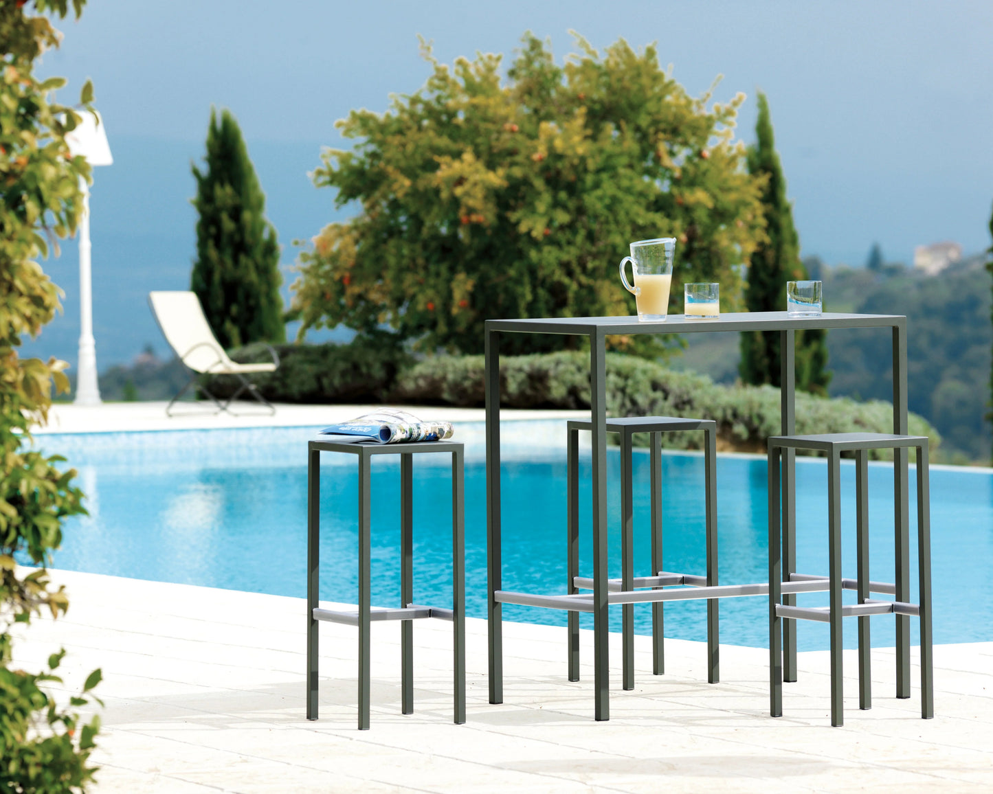 Italian Garden Outdoor Bar Tables Seaside Set GRY