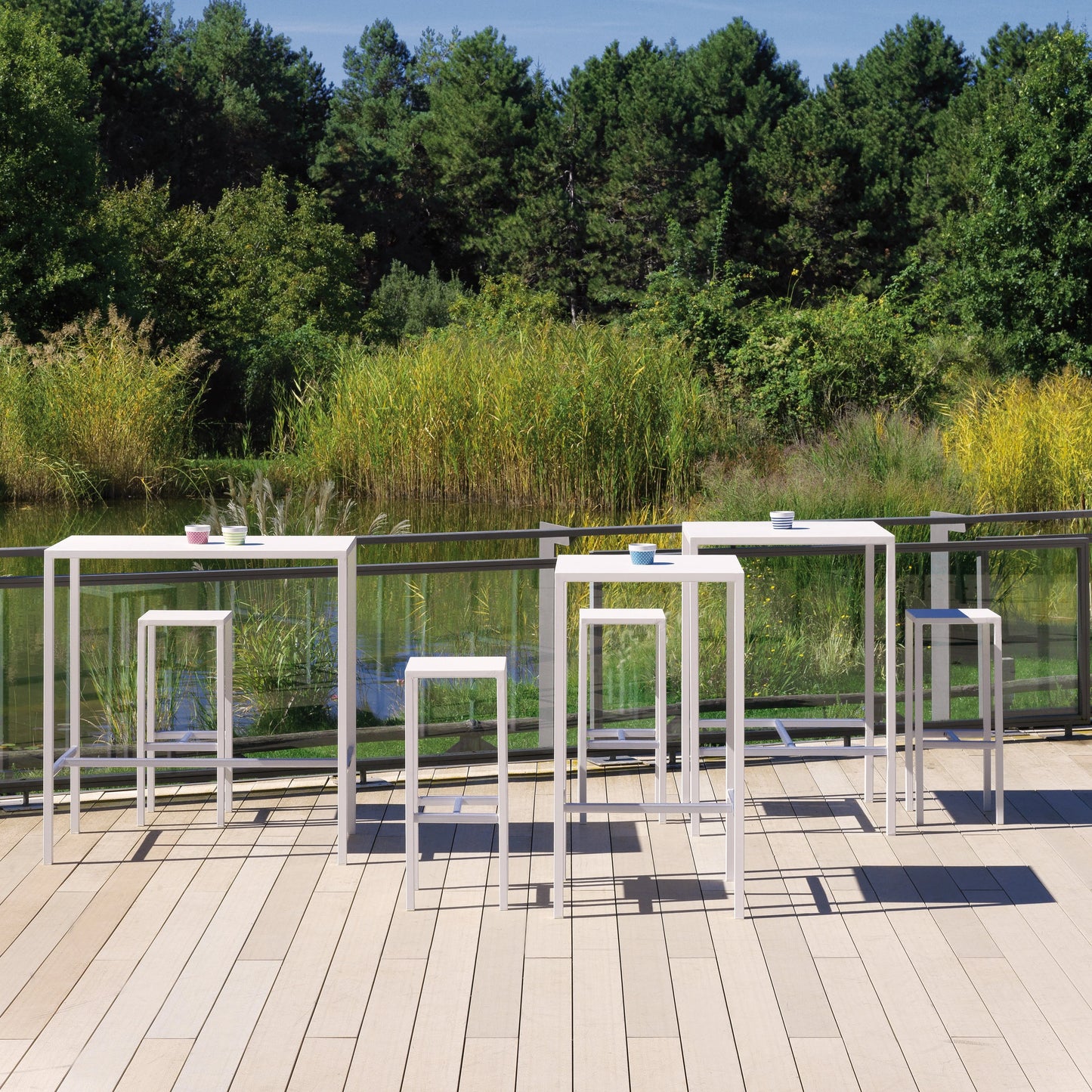 Italian Garden Outdoor Bar Tables Seaside Set WHT